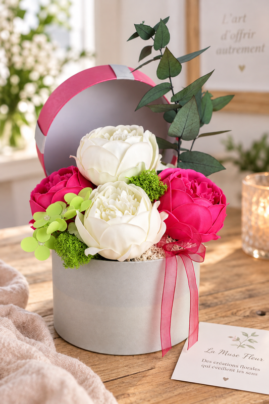 Duo Pivoine avec boite à chapeau