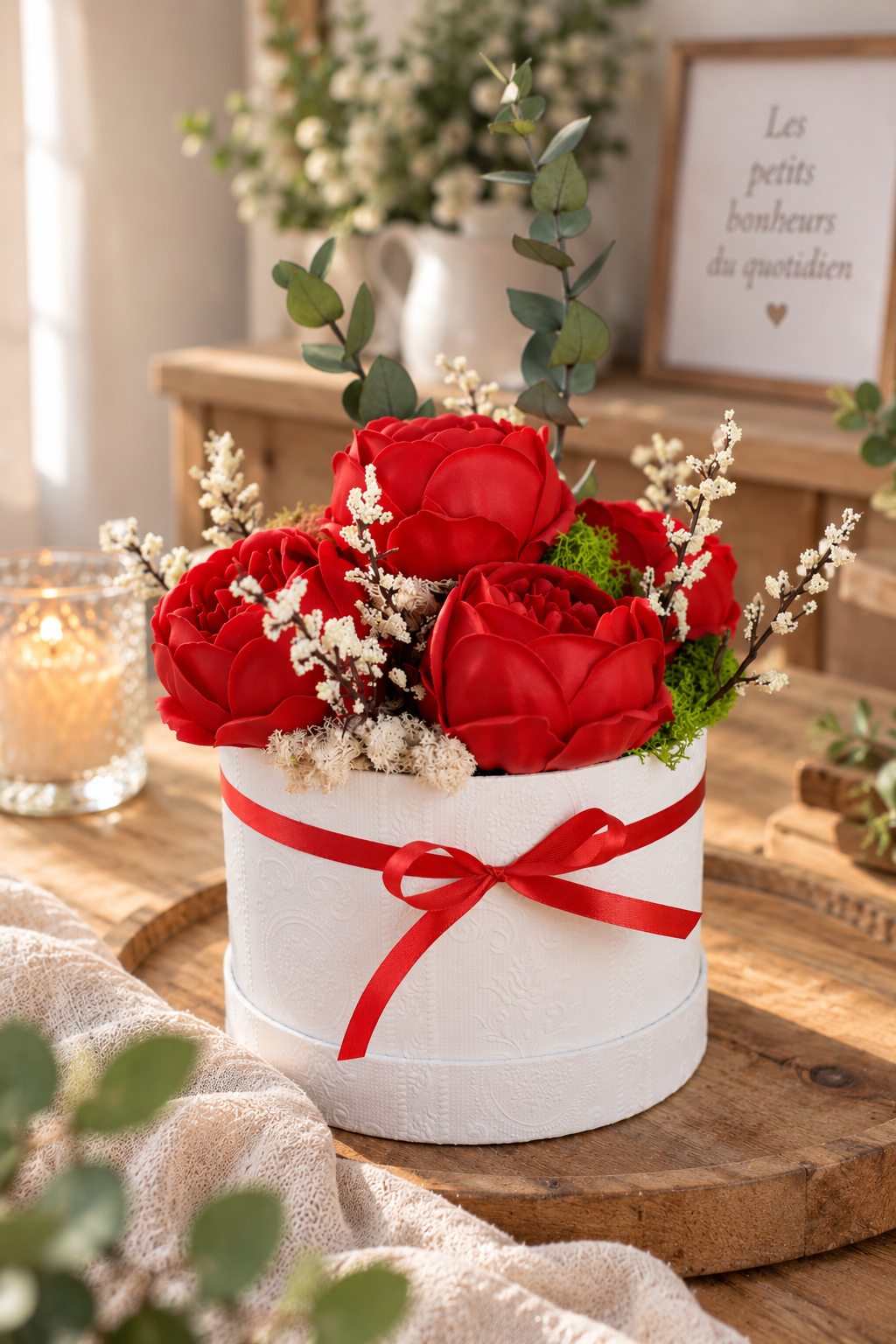 Pivoine avec boite à chapeau