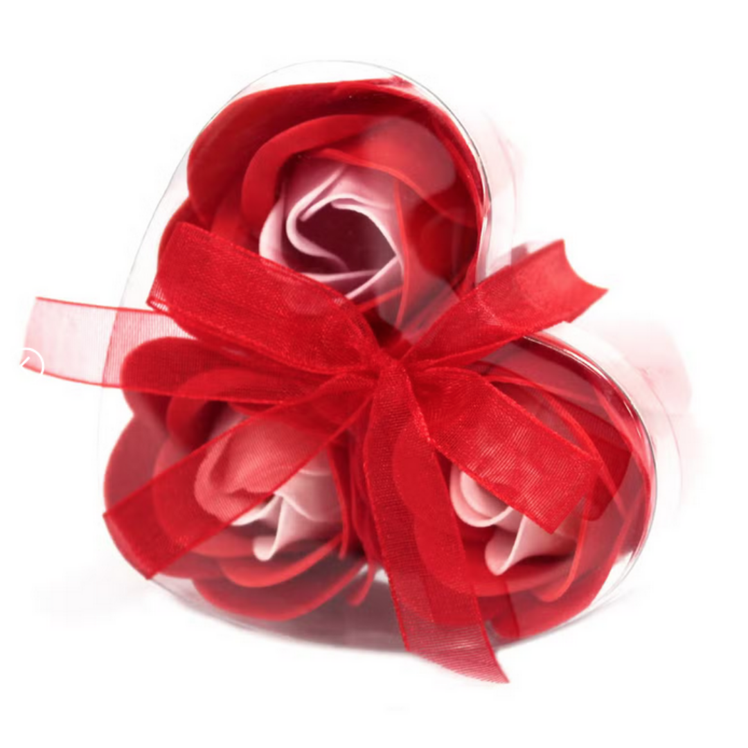 Coffret cœur de 3 roses de bain